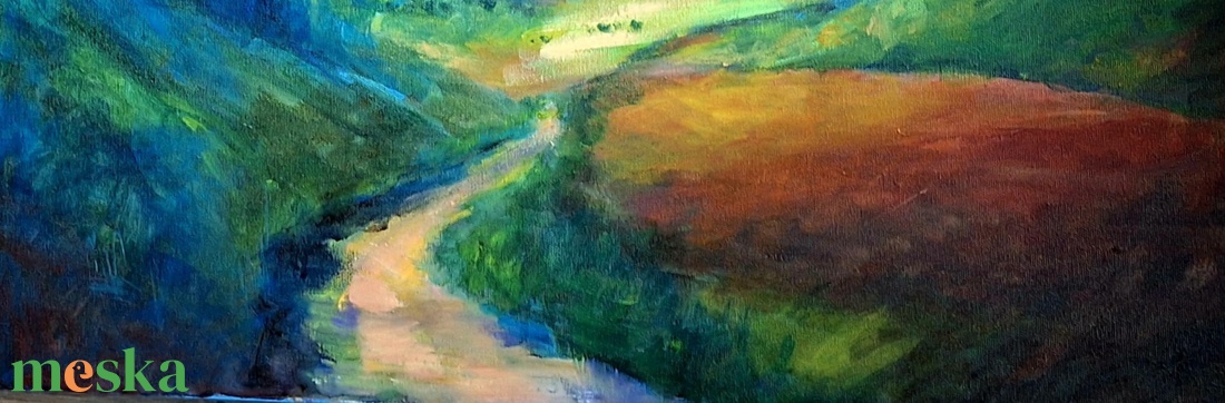 Hegyek között, 50x60 cm,akril festmény  - művészet - festmény - akril - Meska.hu