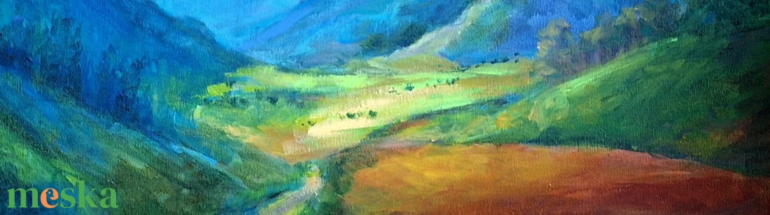 Hegyek között, 50x60 cm,akril festmény  - művészet - festmény - akril - Meska.hu