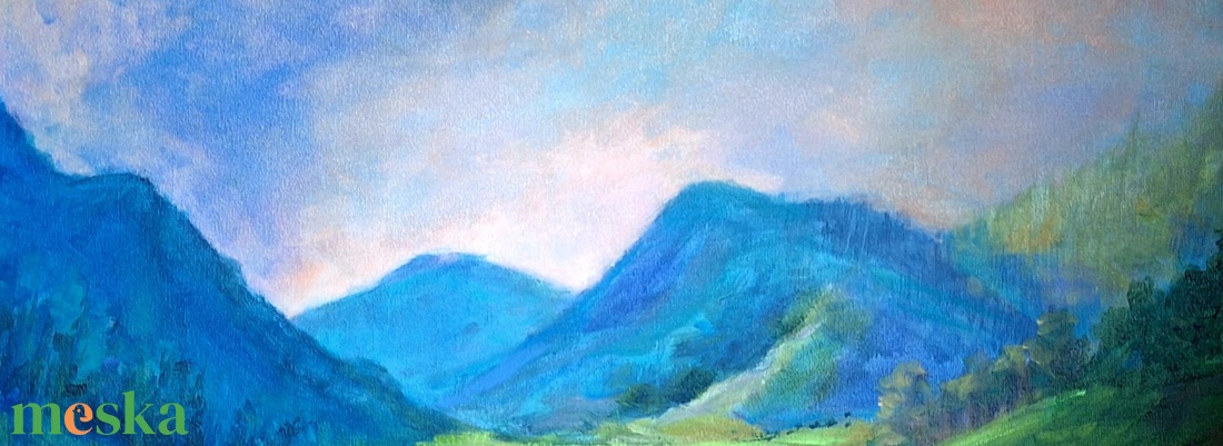 Hegyek között, 50x60 cm,akril festmény  - művészet - festmény - akril - Meska.hu