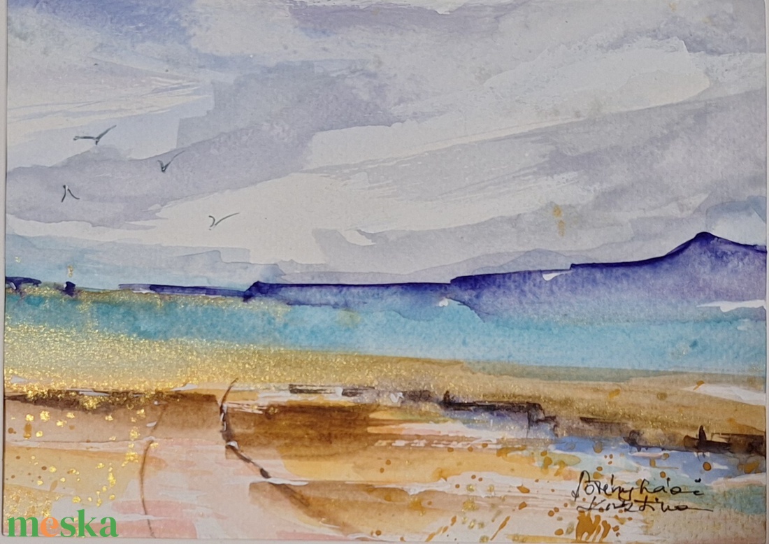 Nyári emlék,aquarell modern keretben - művészet - festmény - akvarell - Meska.hu