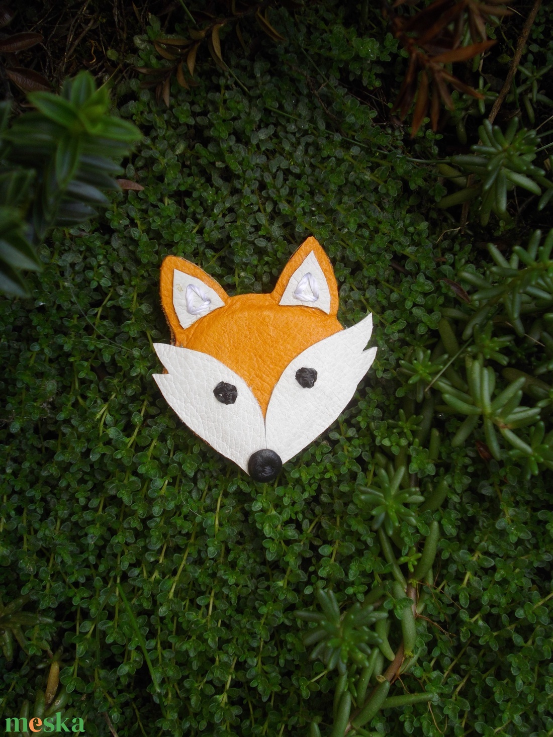 Rókás bőr kitűző - ékszer - kitűző és bross - Meska.hu