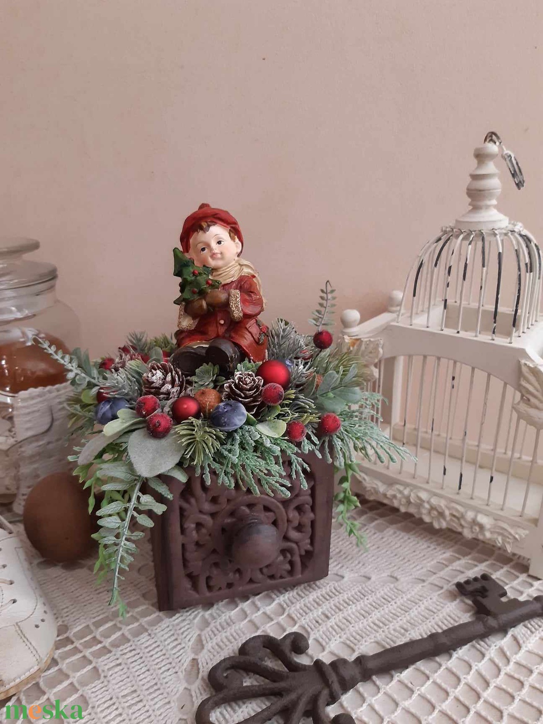 Nosztalgia figurás karácsonyi asztaldísz - karácsony - adventi díszek - adventi asztaldísz - Meska.hu