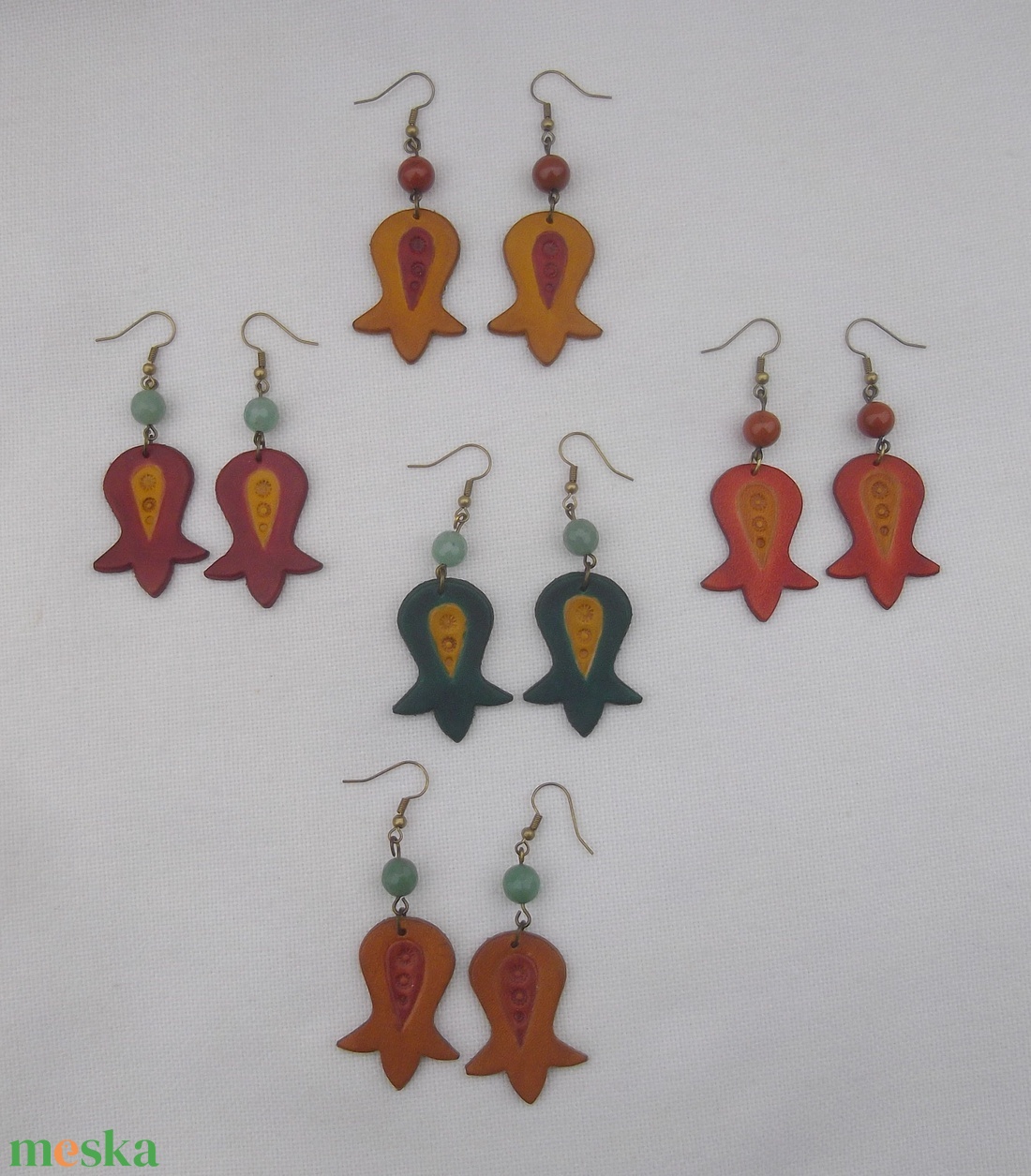 5 db tulipános fülbevaló lebaimre részére - ékszer - fülbevaló - lógó fülbevaló - Meska.hu