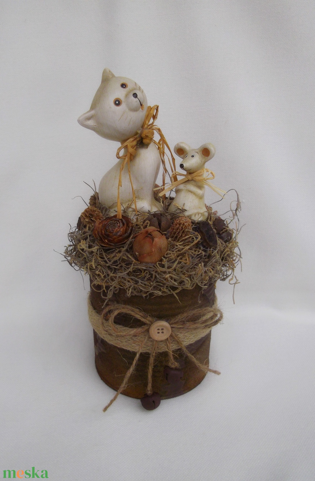 Macska-egér barátság 4 évszakos asztaldísz - otthon & életmód - dekoráció - asztal és polc dekoráció - asztaldísz - Meska.hu