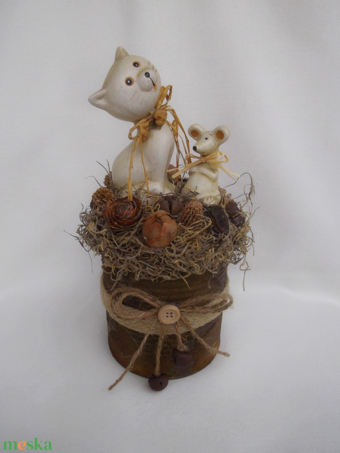 Macska-egér barátság 4 évszakos asztaldísz - otthon & életmód - dekoráció - asztal és polc dekoráció - asztaldísz - Meska.hu