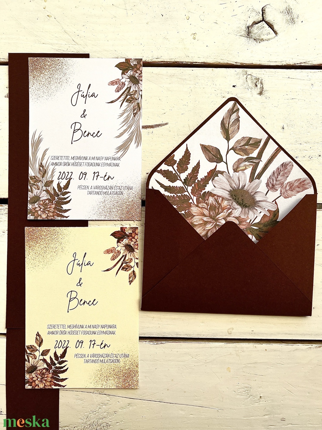 Őszies esküvői meghívó - esküvő - meghívó & kártya - meghívó - Meska.hu