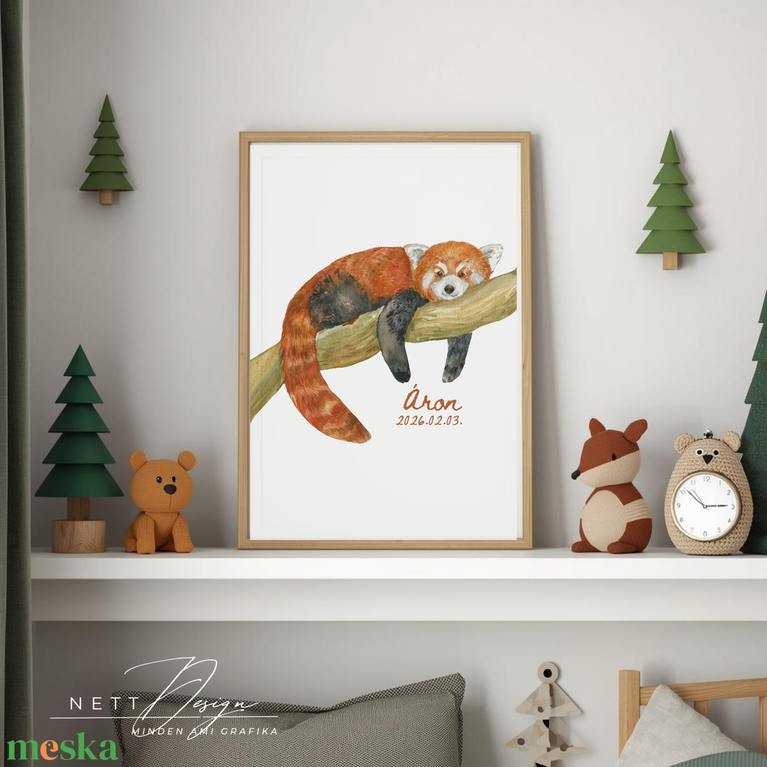 Személyre szabható gyerekszoba falikép - Róka illusztrációval - baba - mama - babaszoba dekoráció - babaposzter - Meska.hu
