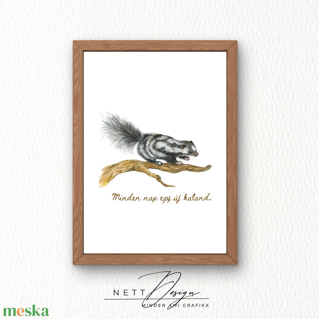 Személyre szabható gyerekszoba falikép - Borz illusztrációval - baba - mama - babaszoba dekoráció - babaposzter - Meska.hu