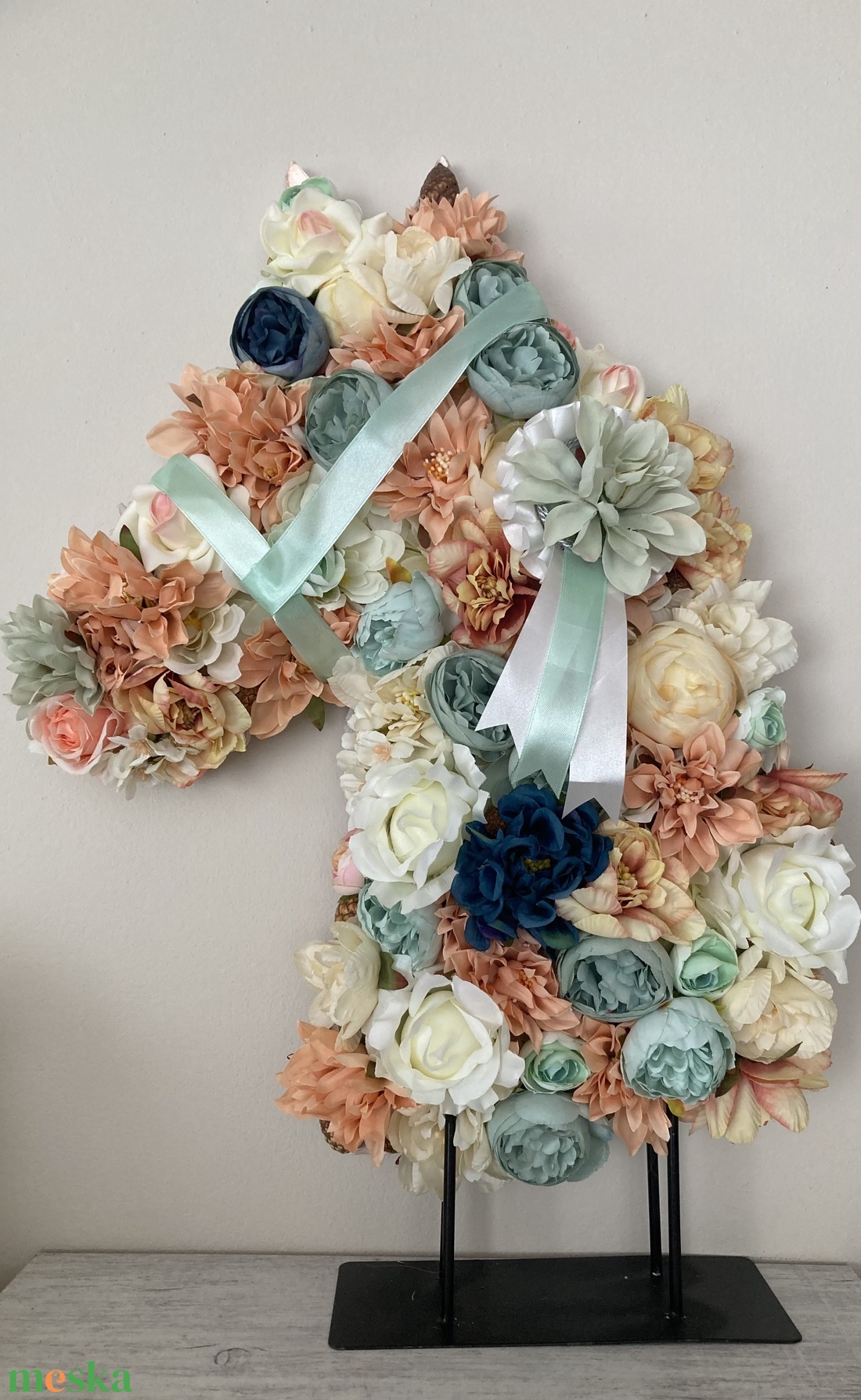 Lovas ajtódísz faldísz kopogtató virágos  - otthon & életmód - dekoráció - ajtó- és ablak dekoráció - ajtódísz & kopogtató - Meska.hu