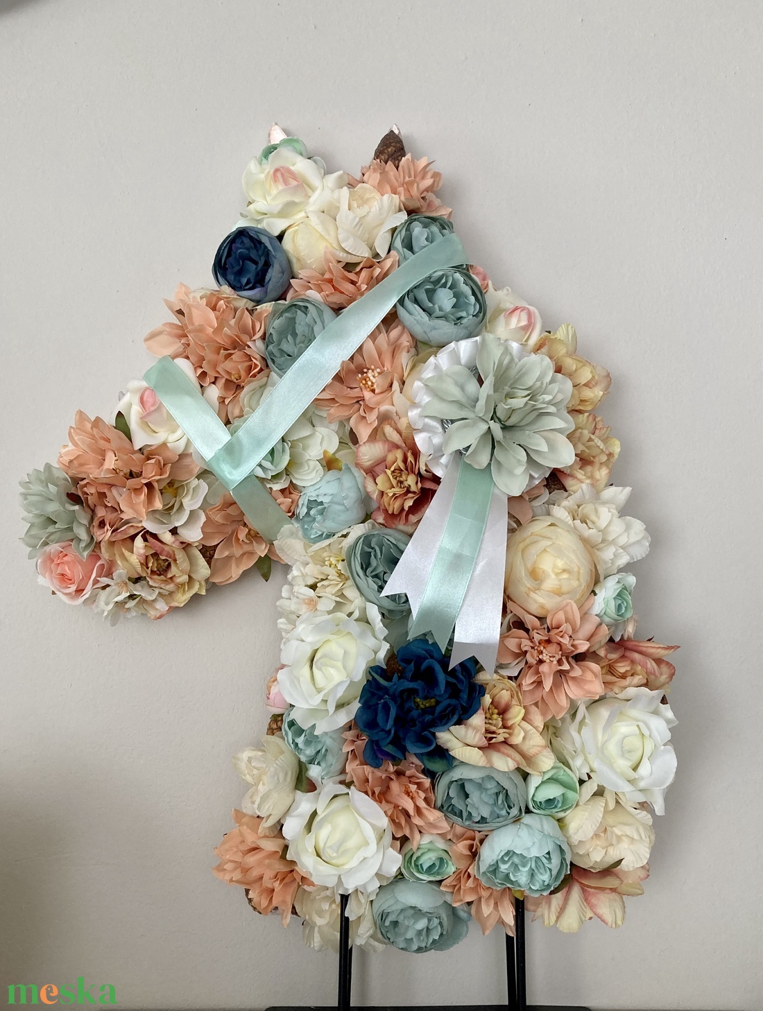 Lovas ajtódísz faldísz kopogtató virágos  - otthon & életmód - dekoráció - ajtó- és ablak dekoráció - ajtódísz & kopogtató - Meska.hu