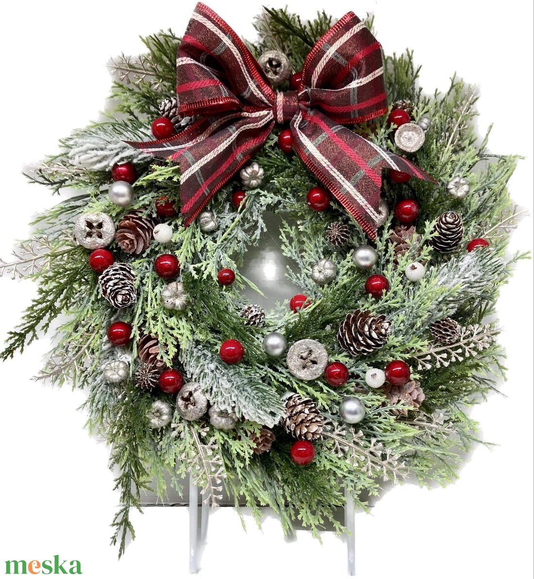 Adventi kopogtató, élethű műfenyő - karácsony - adventi díszek - adventi ajtódísz - Meska.hu