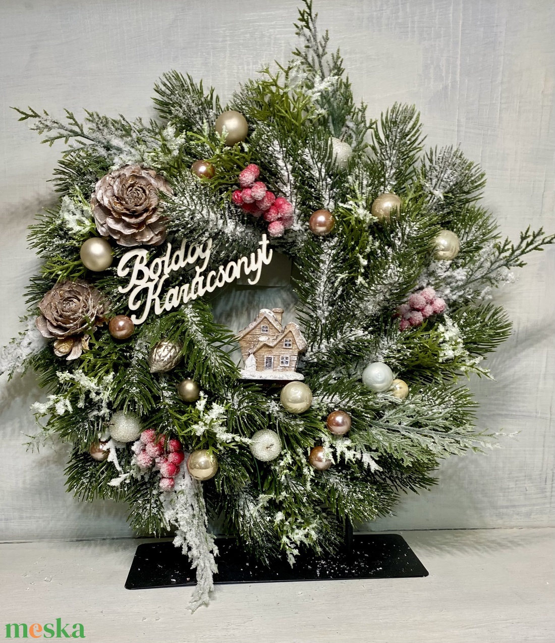 Adventi kopogtató, élethű műfenyő - karácsony - adventi díszek - adventi ajtódísz - Meska.hu