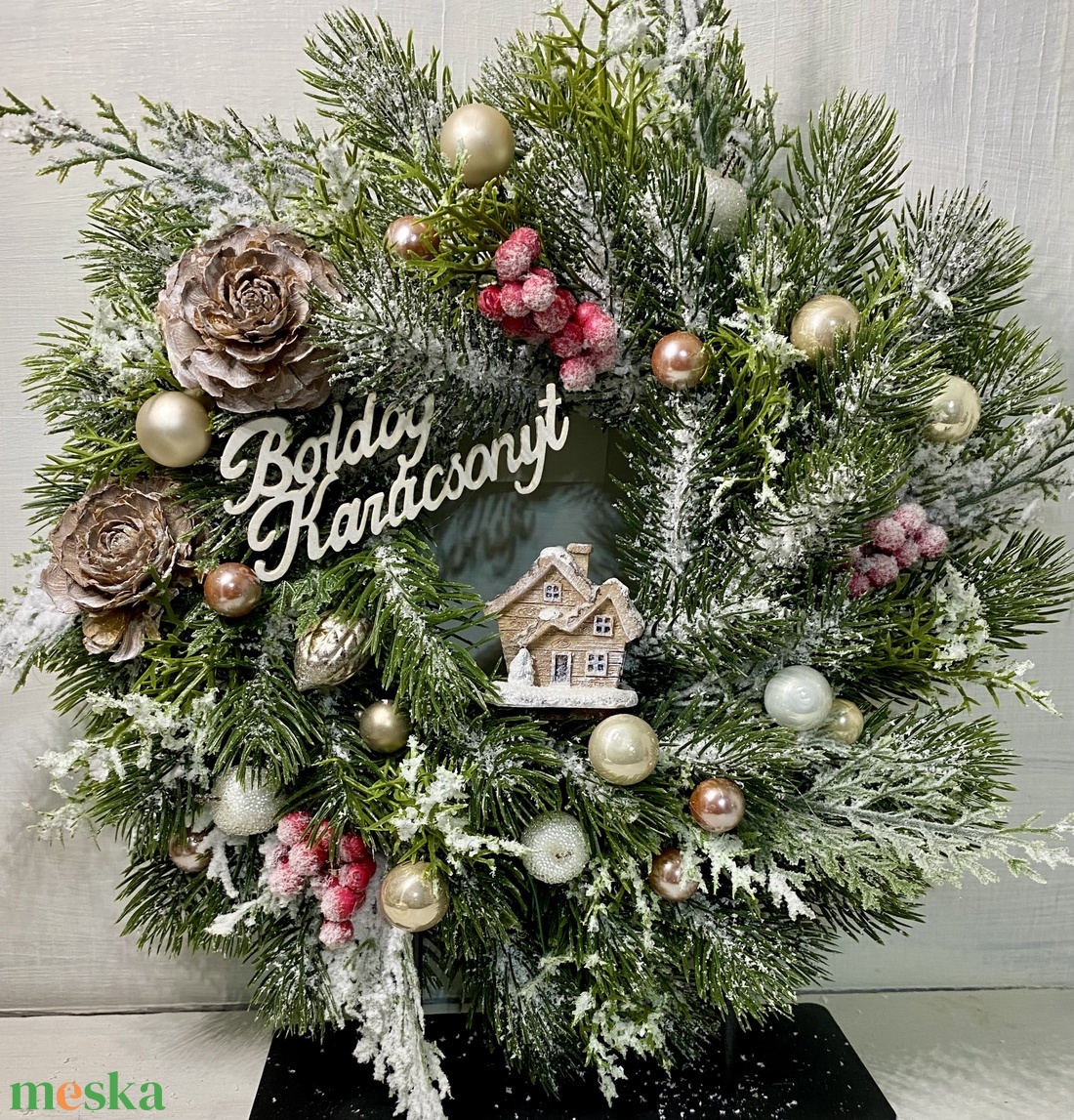 Adventi kopogtató, élethű műfenyő - karácsony - adventi díszek - adventi ajtódísz - Meska.hu