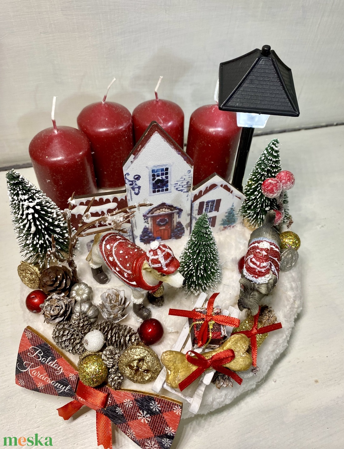 Adventi koszorú kutyák karácsonya - karácsony - adventi díszek - adventi koszorú - Meska.hu