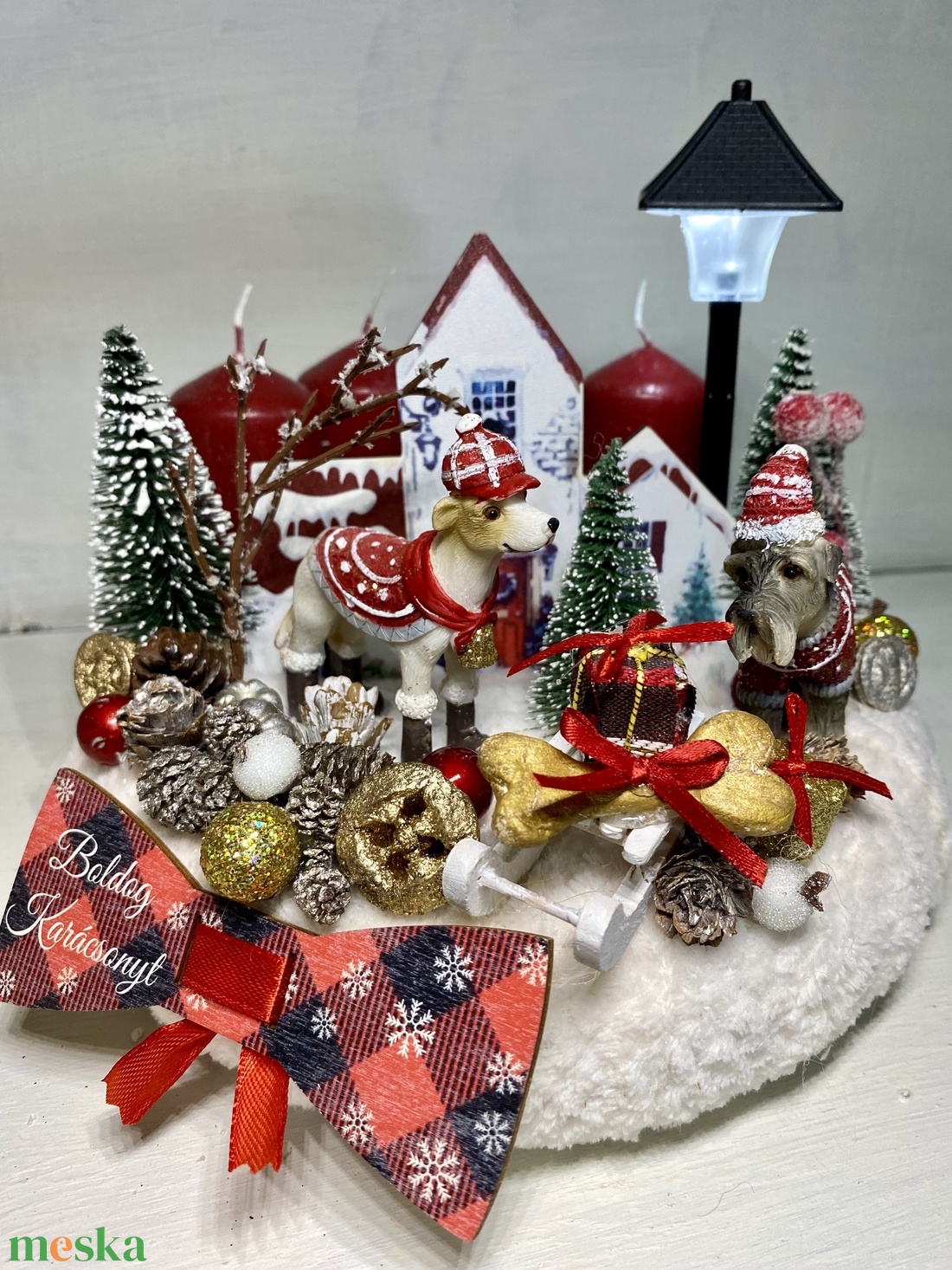 Adventi koszorú kutyák karácsonya - karácsony - adventi díszek - adventi koszorú - Meska.hu