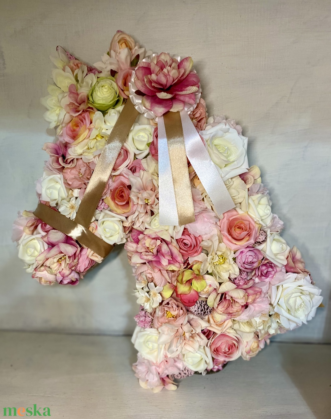 Lovas ajtódísz faldísz kopogtató virágos  - otthon & életmód - dekoráció - ajtó- és ablak dekoráció - ajtódísz & kopogtató - Meska.hu