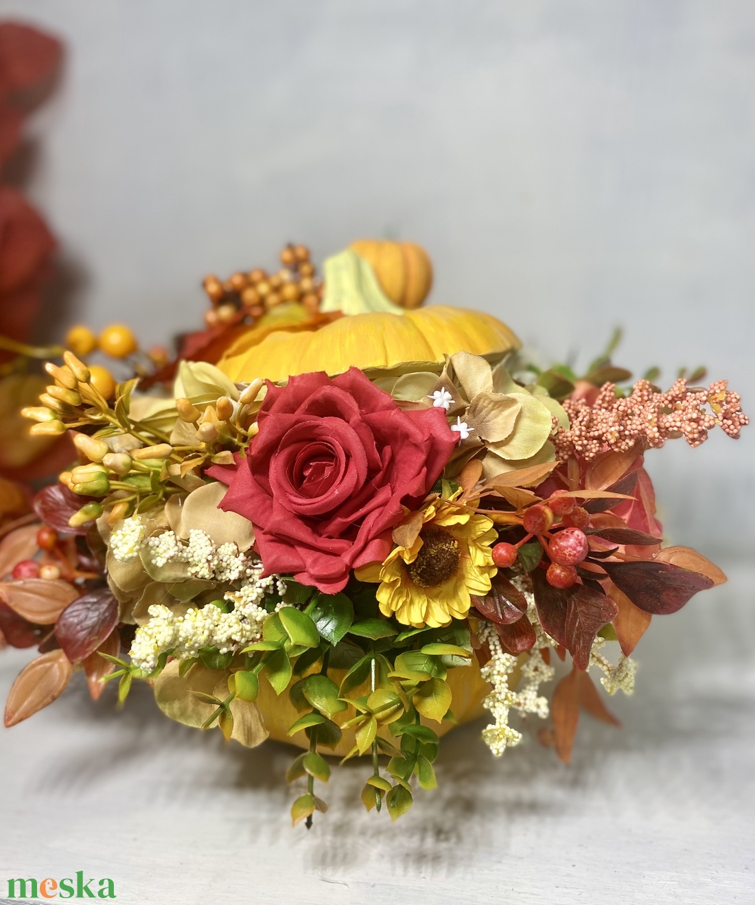 Tök kaspó, dekoráció őszi asztaldísz kézzel festett - otthon & életmód - dekoráció - asztal és polc dekoráció - asztaldísz - Meska.hu