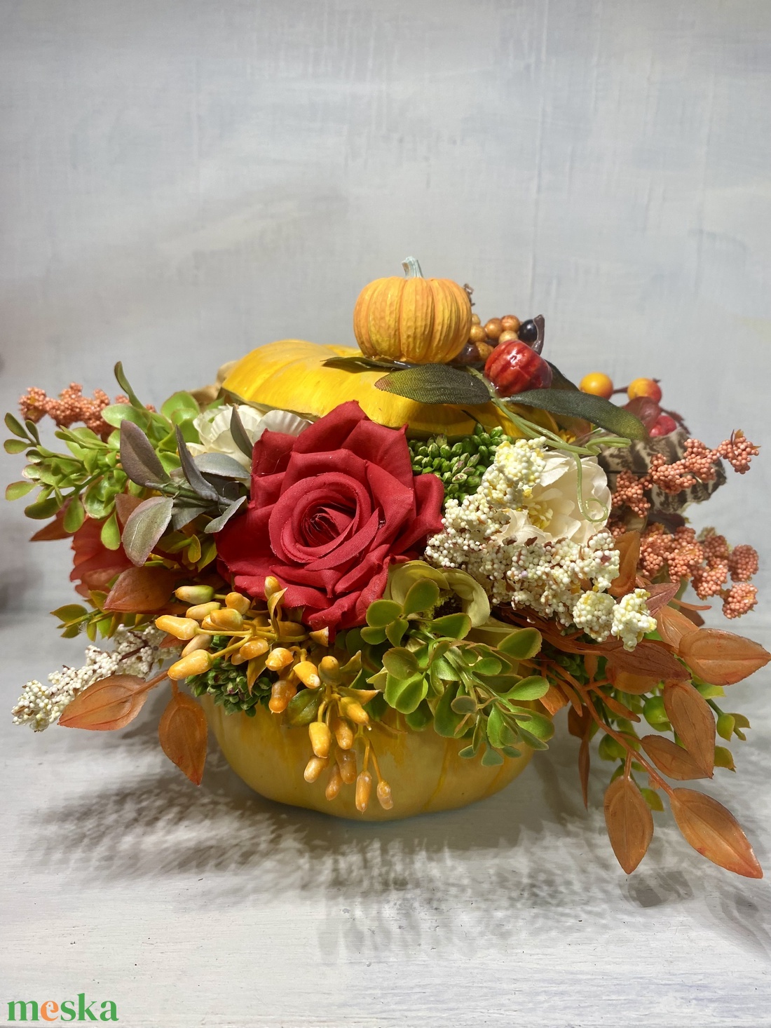 Tök kaspó, dekoráció őszi asztaldísz kézzel festett - otthon & életmód - dekoráció - asztal és polc dekoráció - asztaldísz - Meska.hu