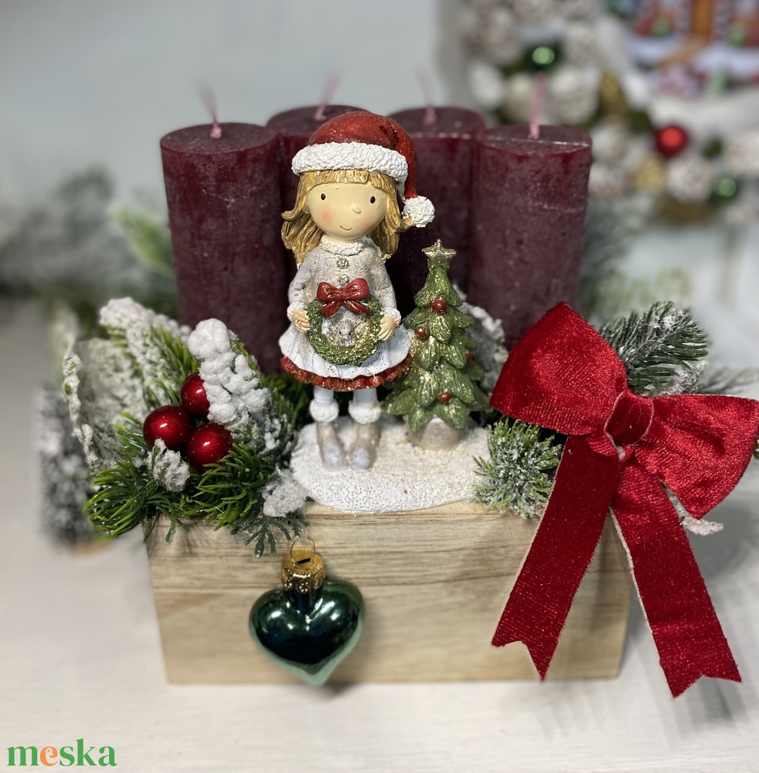 Adventi asztaldísz  figurával - karácsony - adventi díszek - adventi asztaldísz - Meska.hu