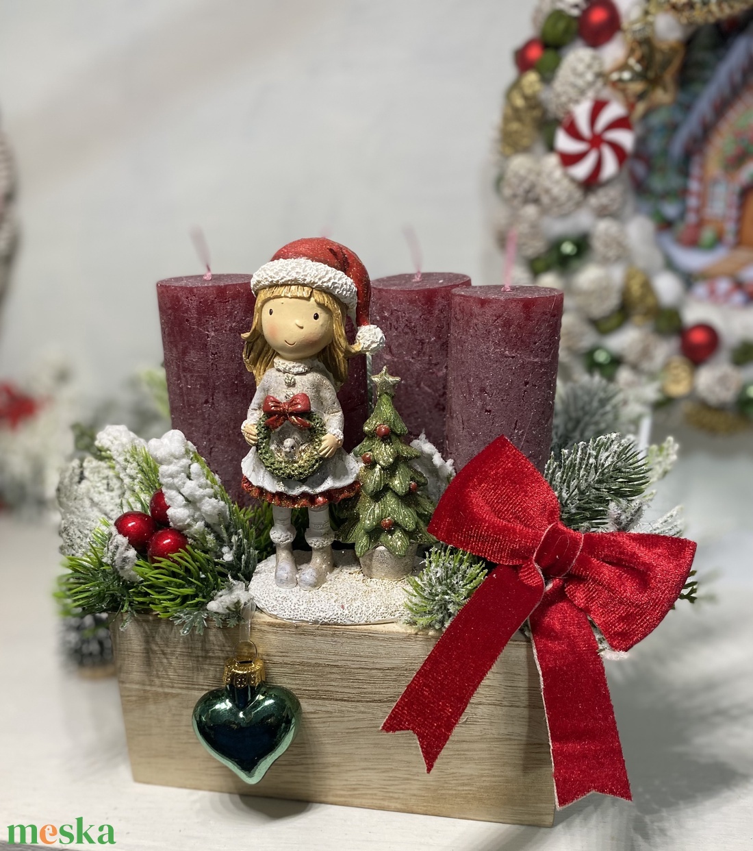 Adventi asztaldísz  figurával - karácsony - adventi díszek - adventi asztaldísz - Meska.hu