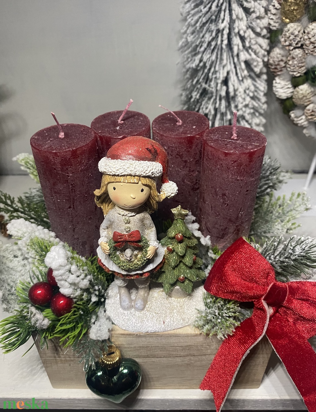 Adventi asztaldísz  figurával - karácsony - adventi díszek - adventi asztaldísz - Meska.hu
