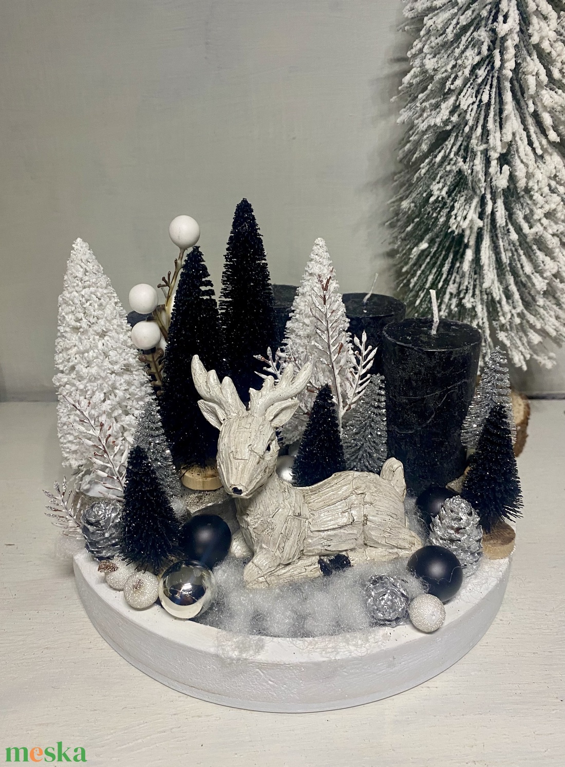 Adventi asztaldísz fa tálcán  - karácsony - adventi díszek - adventi asztaldísz - Meska.hu