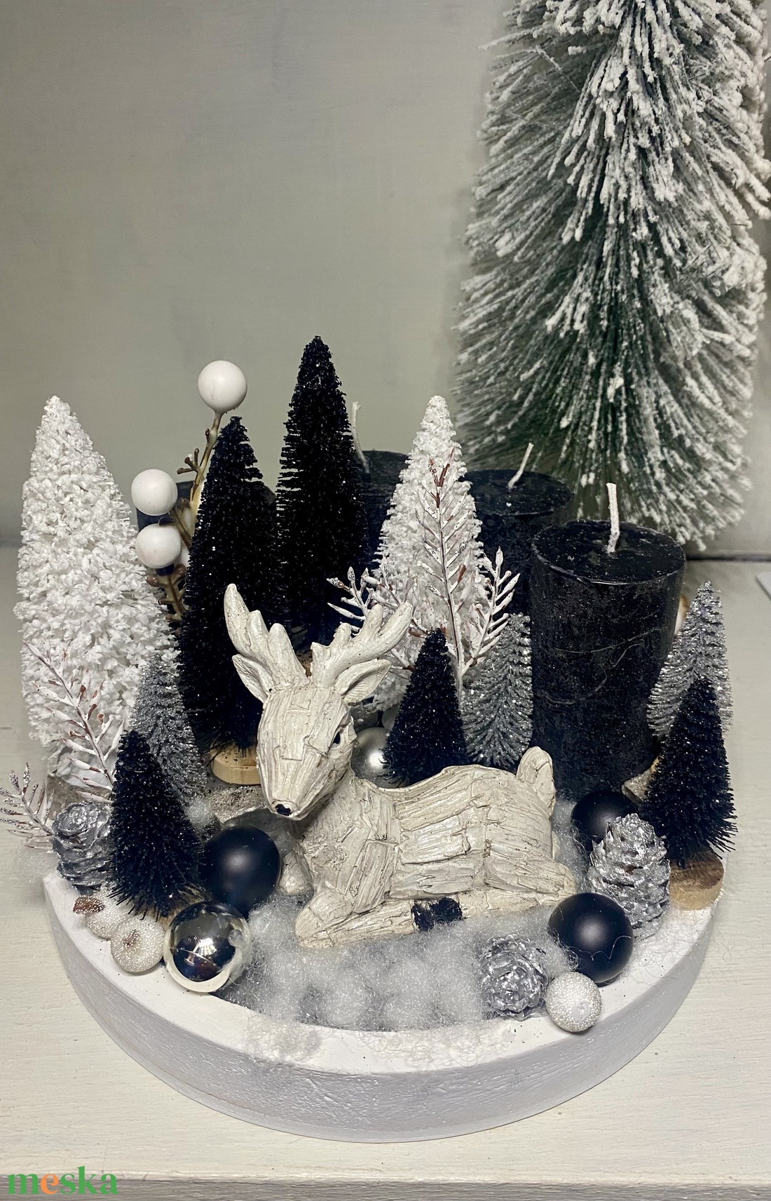 Adventi asztaldísz fa tálcán  - karácsony - adventi díszek - adventi asztaldísz - Meska.hu