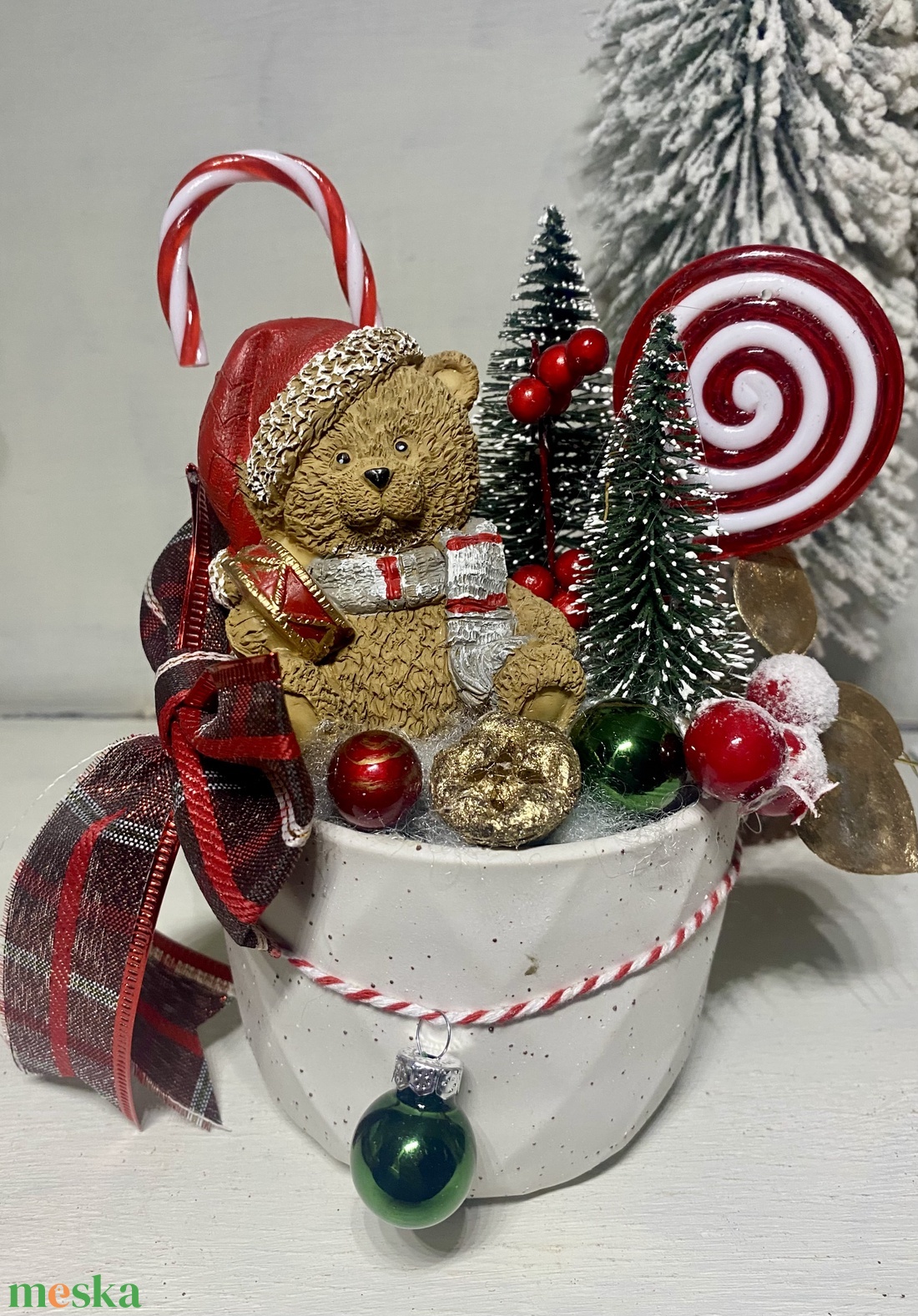 Adventi asztaldísz macival - karácsony - adventi díszek - adventi asztaldísz - Meska.hu