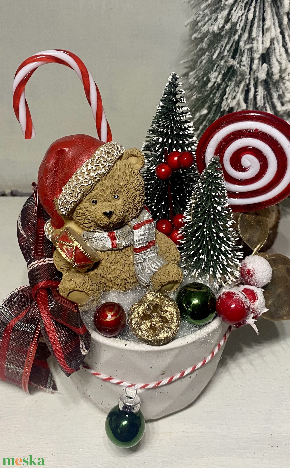 Adventi asztaldísz macival - karácsony - adventi díszek - adventi asztaldísz - Meska.hu