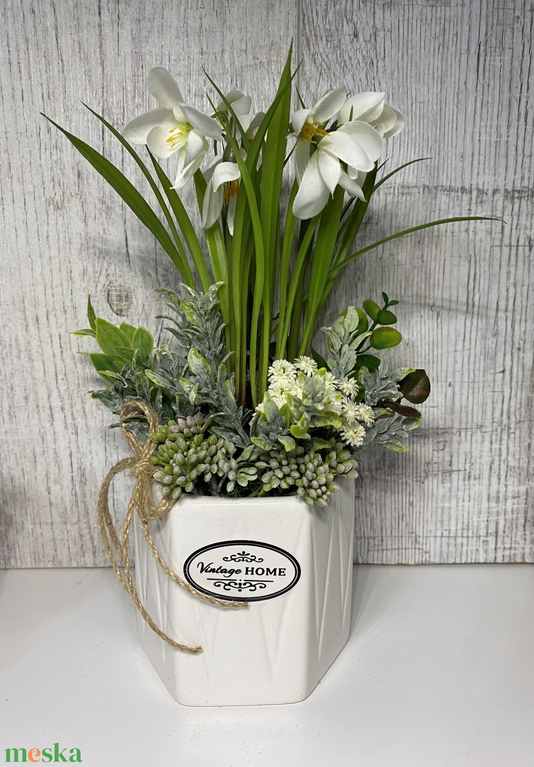 Hóvirágos asztaldísz kerámiakaspóban - otthon & életmód - dekoráció - Meska.hu