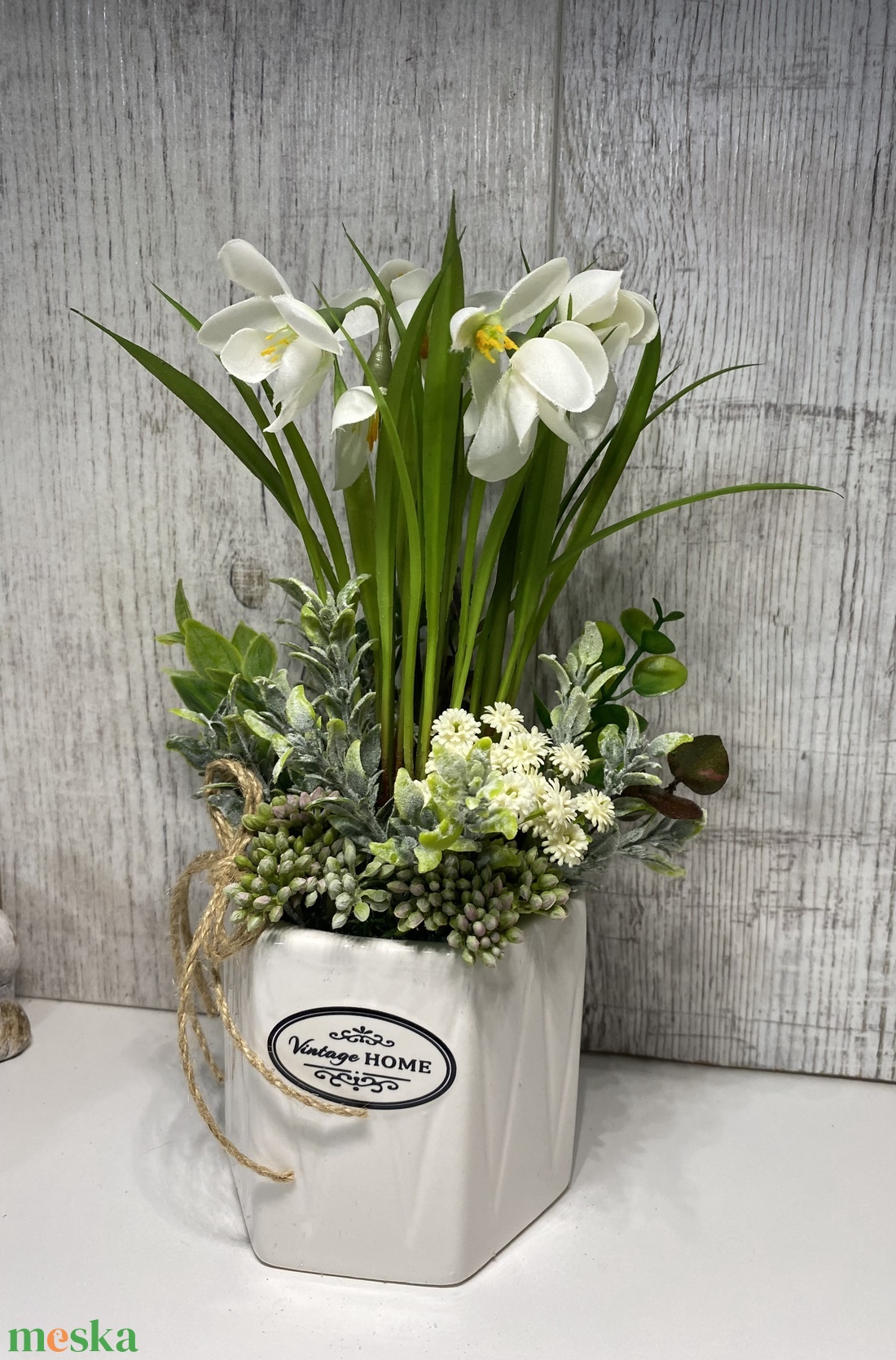 Hóvirágos asztaldísz kerámiakaspóban - otthon & életmód - dekoráció - Meska.hu