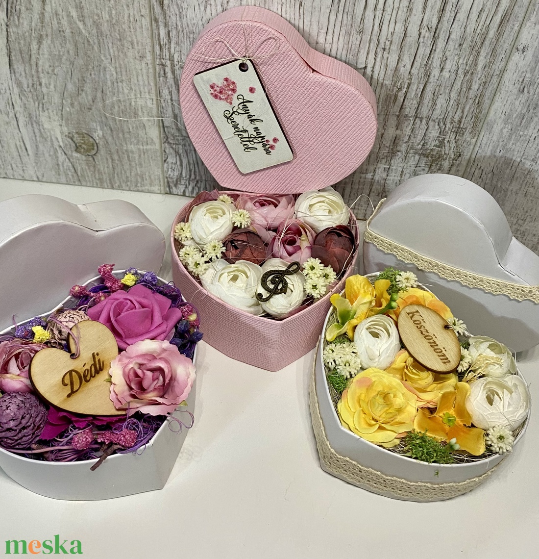 Szív alakú virágbox virágdoboz  - otthon & életmód - virágdekoráció - virágok - virágbox - Meska.hu