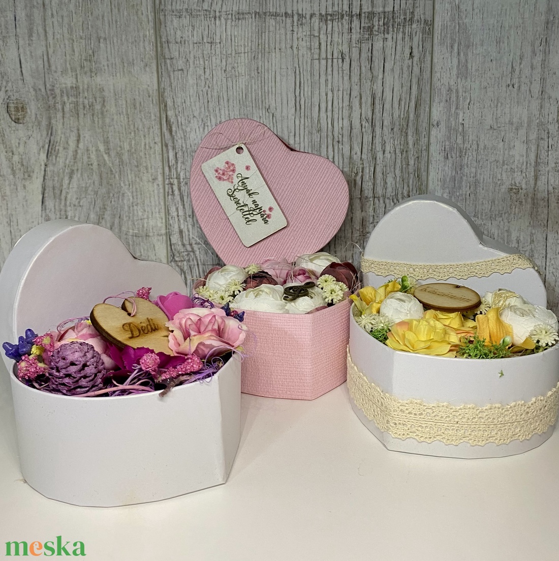 Szív alakú virágbox virágdoboz  - otthon & életmód - virágdekoráció - virágok - virágbox - Meska.hu