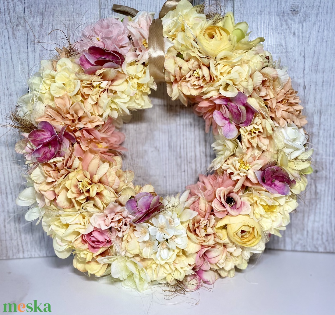 Hatalmas virágos kopogtató ajtódísz  - otthon & életmód - dekoráció - ajtó- és ablak dekoráció - ajtódísz & kopogtató - Meska.hu