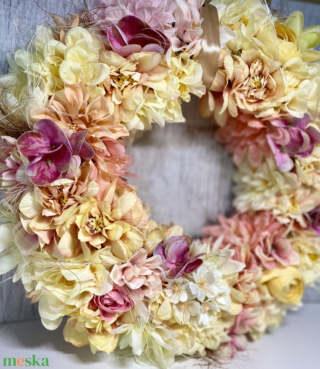 Hatalmas virágos kopogtató ajtódísz  - otthon & életmód - dekoráció - ajtó- és ablak dekoráció - ajtódísz & kopogtató - Meska.hu