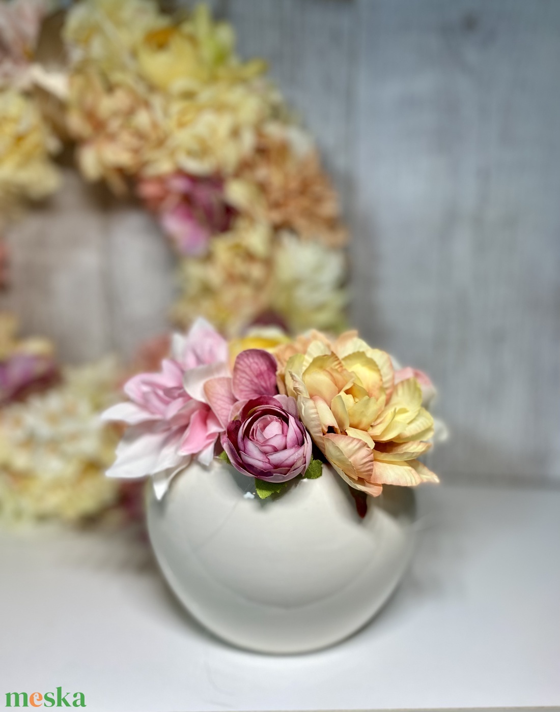 Kerámia kaspós asztaldísz virágdísz  - ünnepi díszek, dekorációk - húsvéti díszek és dekorációk - húsvéti asztaldíszek - Meska.hu