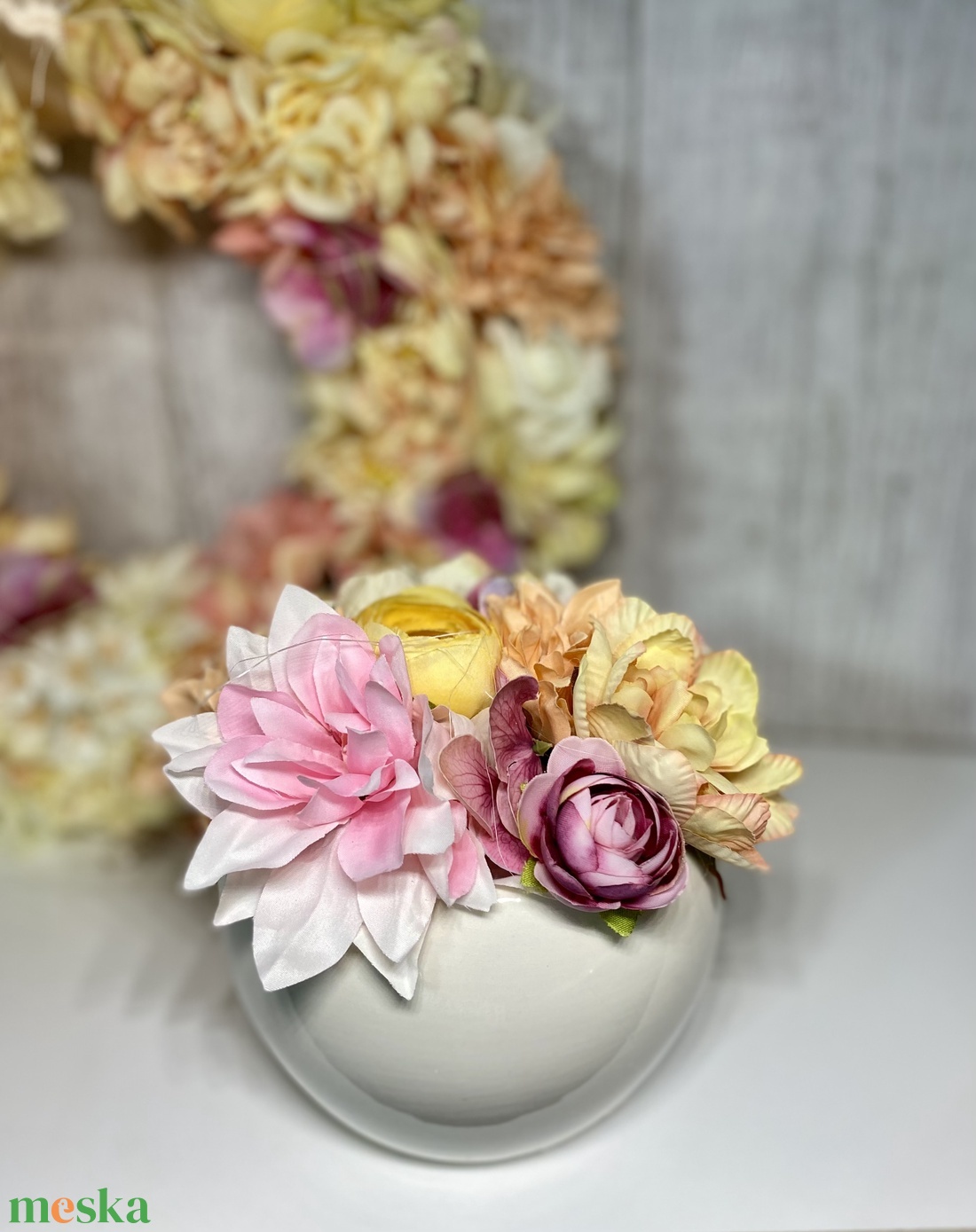 Kerámia kaspós asztaldísz virágdísz  - ünnepi díszek, dekorációk - húsvéti díszek és dekorációk - húsvéti asztaldíszek - Meska.hu