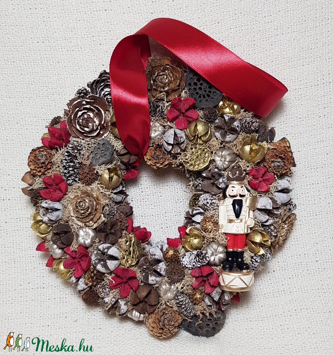 Téli Kopogtató diótörővel - karácsony - adventi díszek - adventi ajtódísz - Meska.hu
