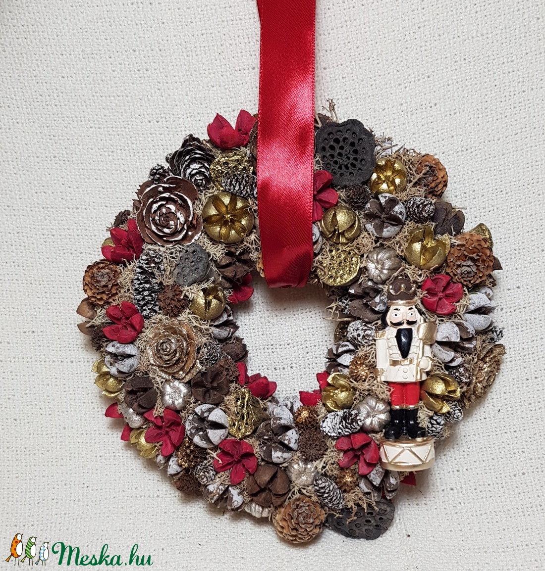 Téli Kopogtató diótörővel - karácsony - adventi díszek - adventi ajtódísz - Meska.hu