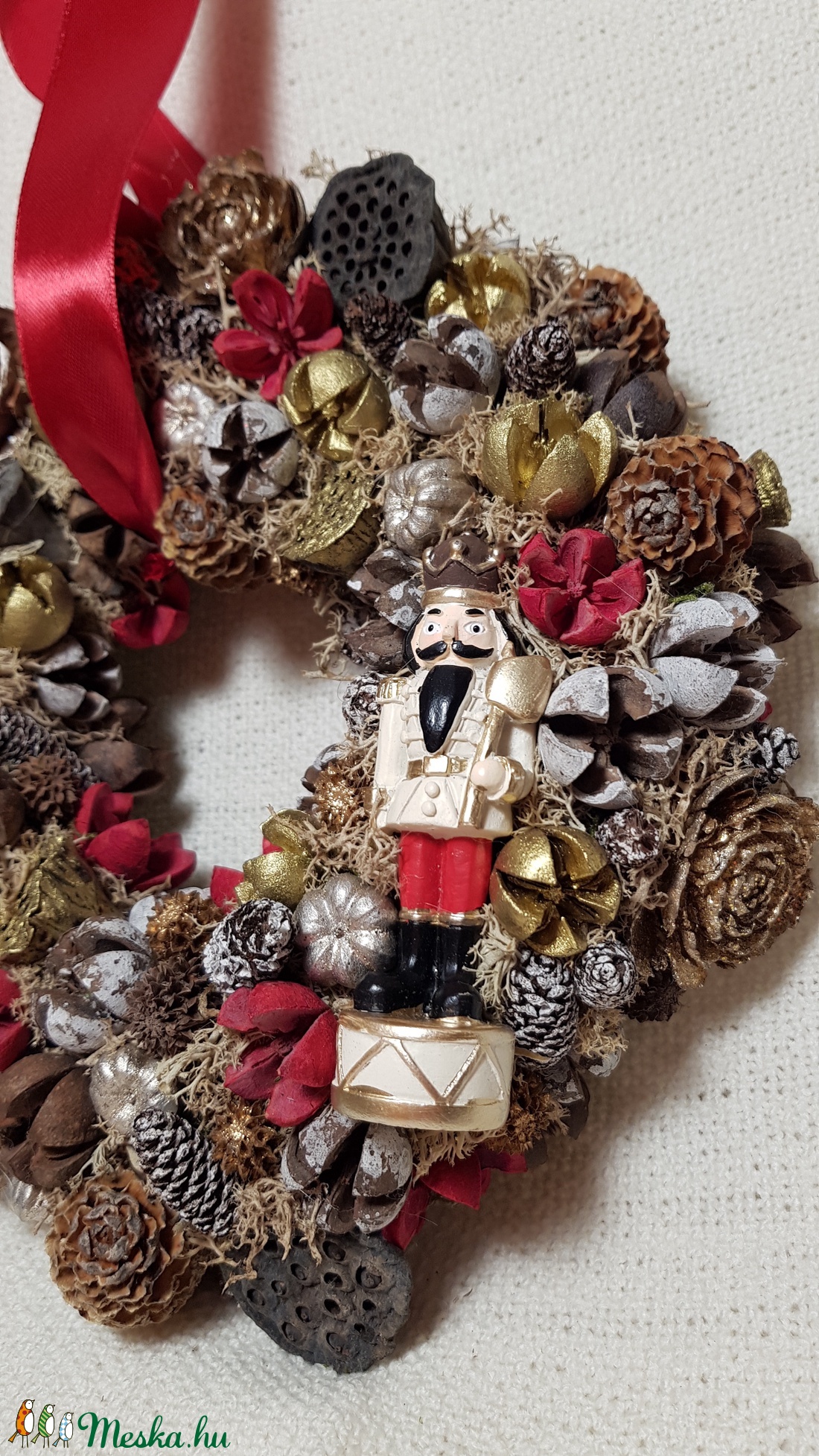Téli Kopogtató diótörővel - karácsony - adventi díszek - adventi ajtódísz - Meska.hu