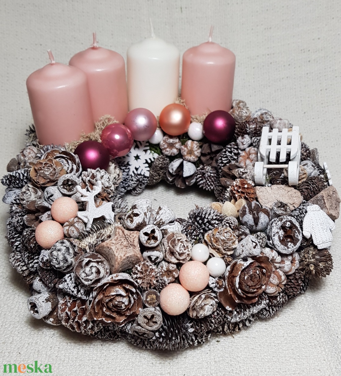 Rózsaszín adventi koszorú - karácsony - adventi díszek - adventi koszorú - Meska.hu Rózsaszín adventi koszorú - karácsony - adventi díszek - adventi koszorú - Meska.hu