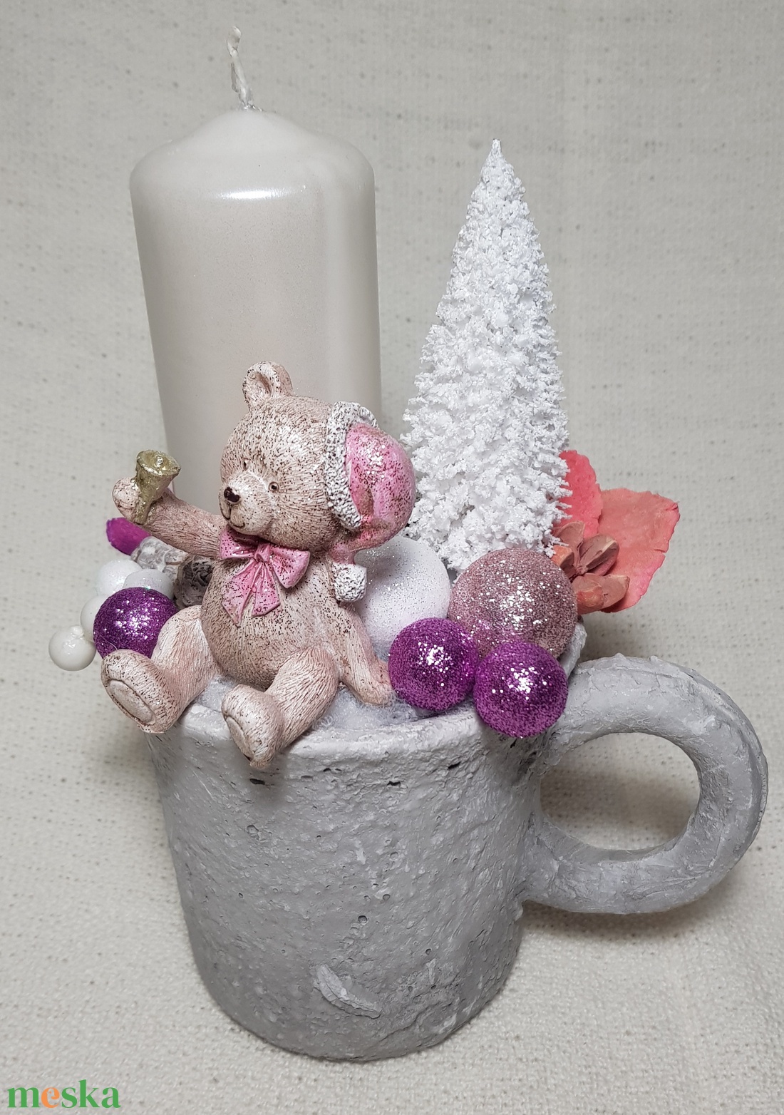 Macis asztaldísz bögrében gyertyával - karácsony - adventi díszek - adventi asztaldísz - Meska.hu Macis asztaldísz bögrében gyertyával - karácsony - adventi díszek - adventi asztaldísz - Meska.hu