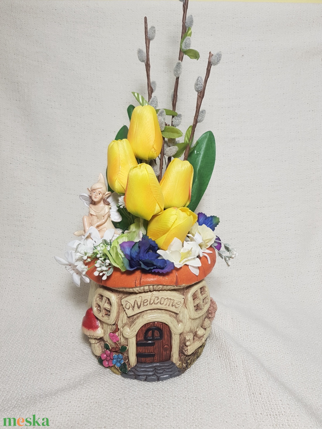 Tündéres tavaszi asztaldísz - otthon & életmód - virágdekoráció - virágdíszek - asztali virágdísz - Meska.hu