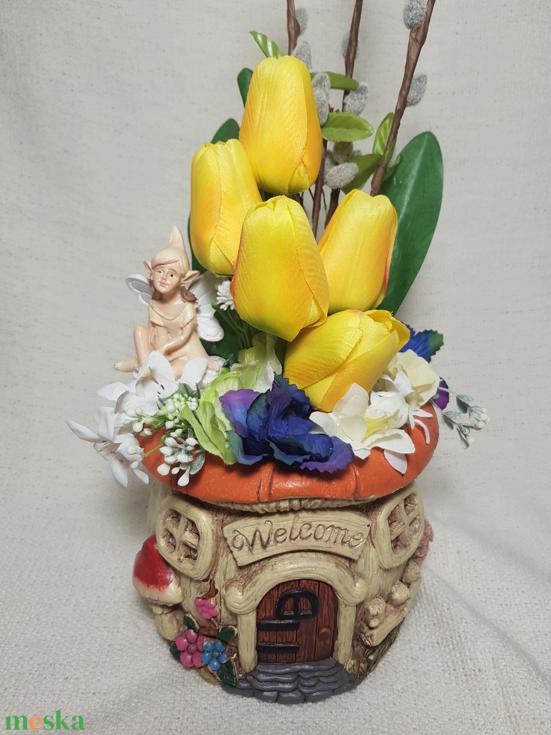 Tündéres tavaszi asztaldísz - otthon & életmód - virágdekoráció - virágdíszek - asztali virágdísz - Meska.hu