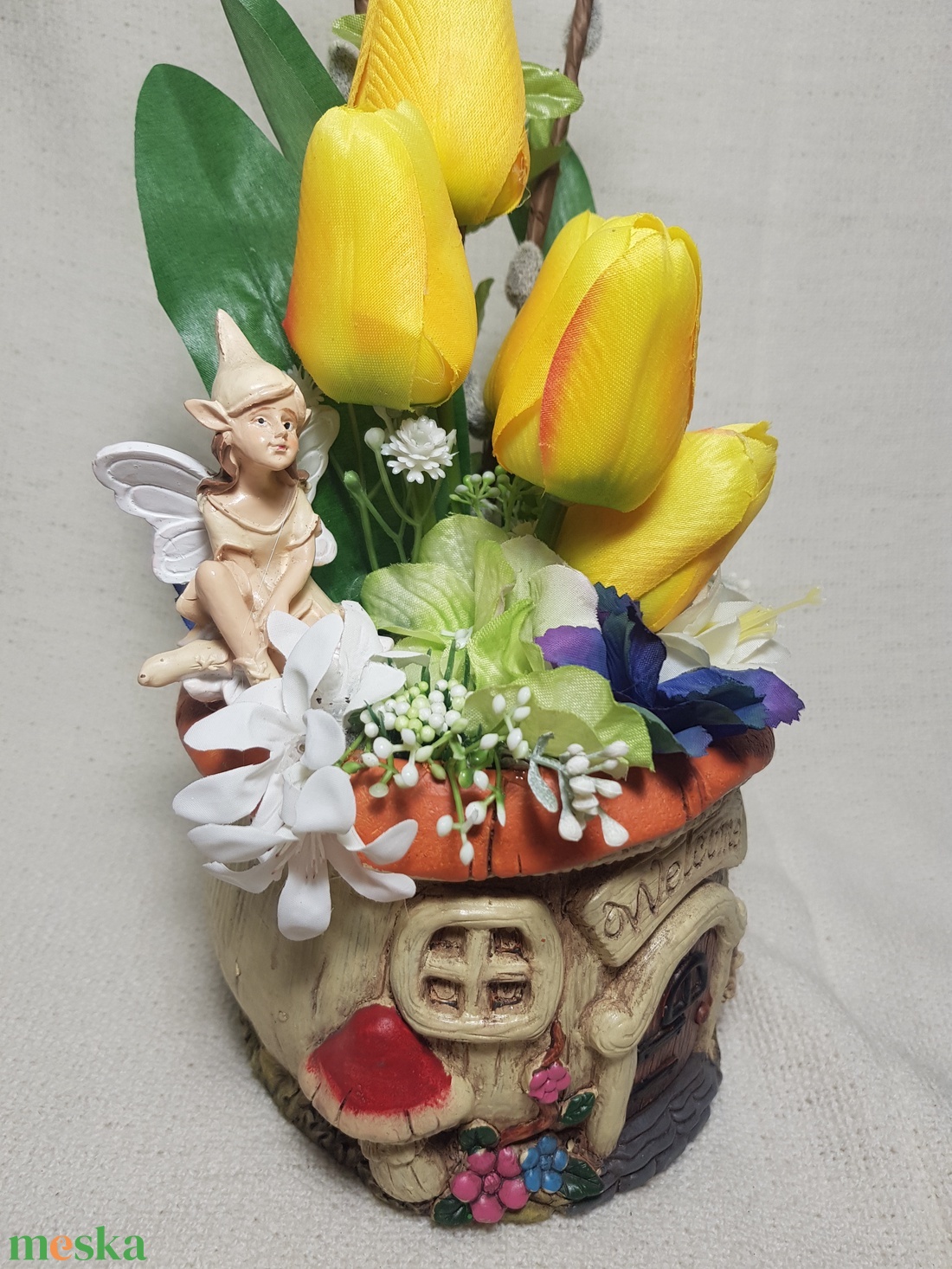Tündéres tavaszi asztaldísz - otthon & életmód - virágdekoráció - virágdíszek - asztali virágdísz - Meska.hu