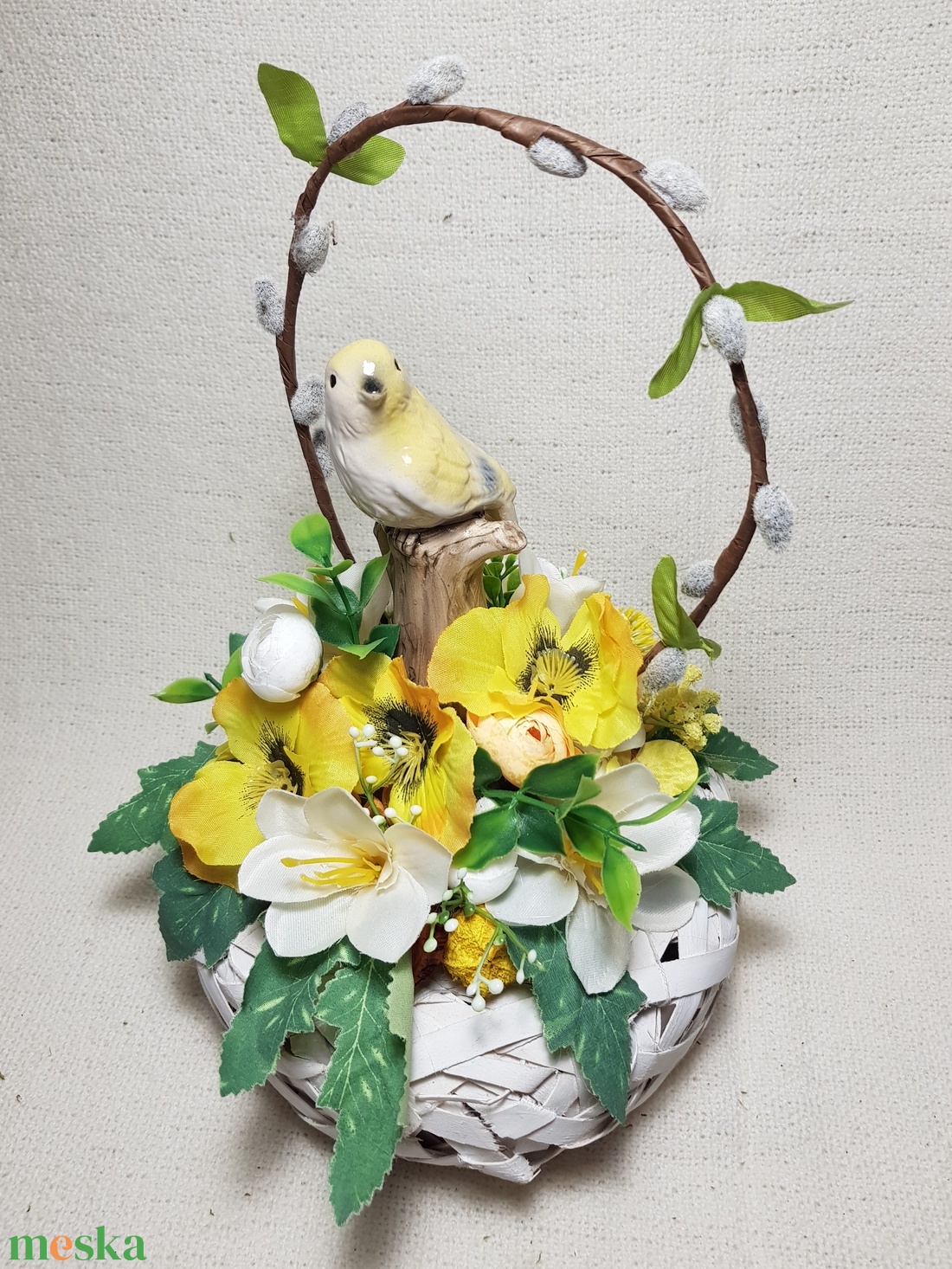 Madárkás tavaszi asztaldísz - esküvő - dekoráció - asztaldísz - Meska.hu