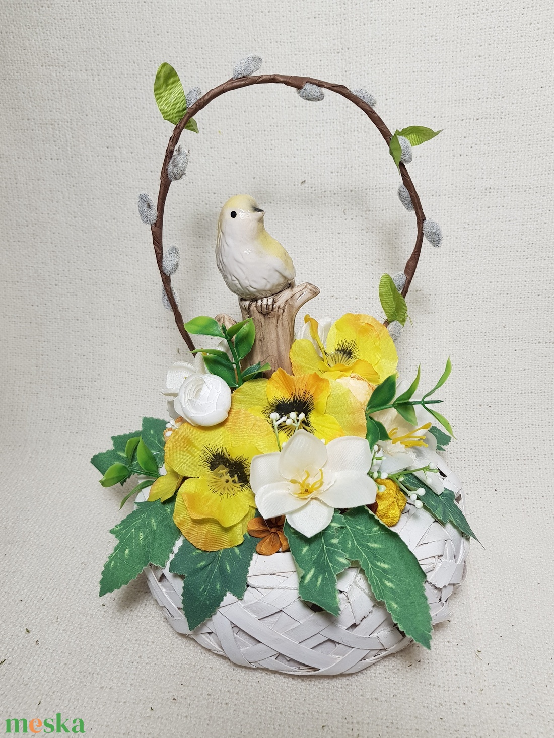 Madárkás tavaszi asztaldísz - esküvő - dekoráció - asztaldísz - Meska.hu