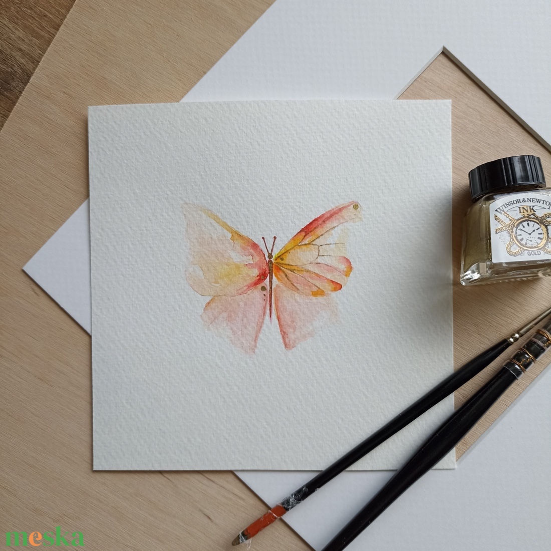 Papillon  Lumire de laube (limitált akvarell minikép, paszpartuval) - művészet - festmény - akvarell - Meska.hu