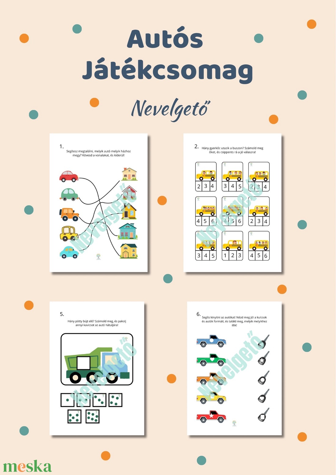 Autós játékcsomag - játék & sport - készségfejlesztő és logikai játék - oktató játékok - Meska.hu