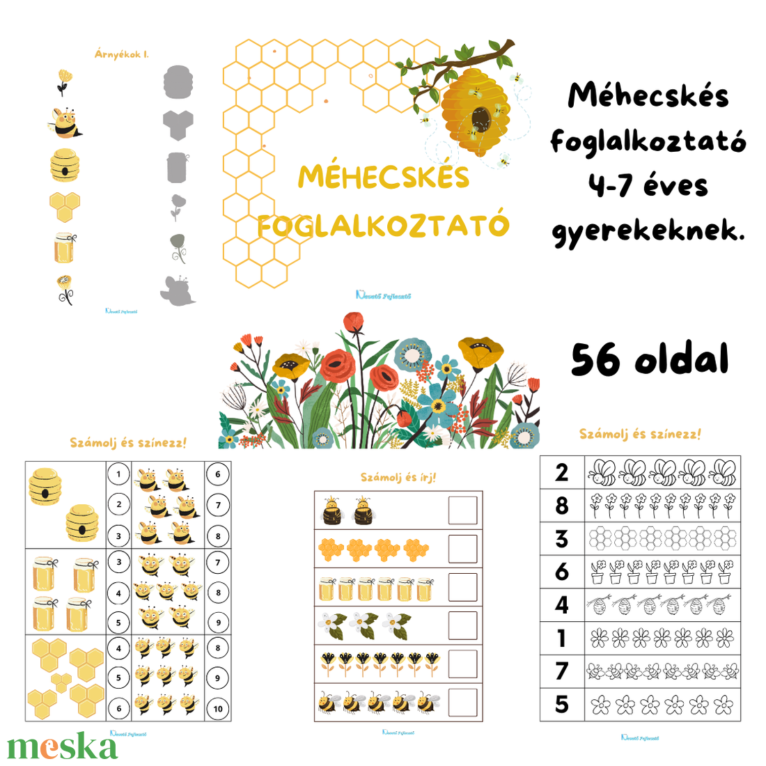 Méhecskés foglalkoztató - otthon & életmód - papír, írószer - színező - Meska.hu Méhecskés foglalkoztató - otthon & életmód - papír, írószer - színező - Meska.hu